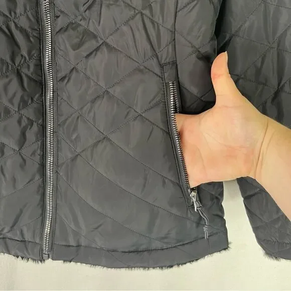 Free Country Jacket Women's Black Cloud Lite Reversible Faux Fur Winter XL Zip - Picture 6 of 12